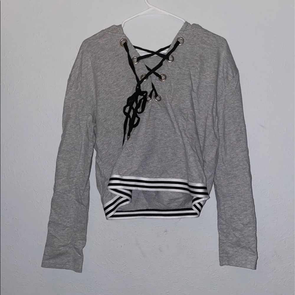 Cropped, Laced Up Hoodie